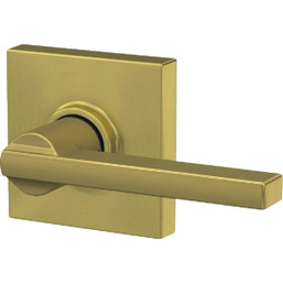 Schlage F Series Latitude Lever with Collins Trim Hall and Closet Lock in Satin Brass