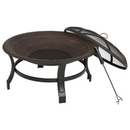 Outdoor Expressions 30 Inch Antique Bronze Round Steel Fire Pit