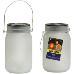 Alpine 4 In. Dia. Dancing Flame LED Solar Glass Jar Patio Lantern (Set of 2)