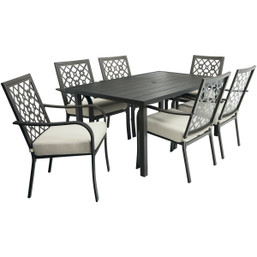 Outdoor Expressions Laguna Hills 7-Piece Dining Set with Steel Frame and Removable Cushions