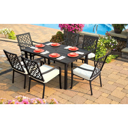 Outdoor Expressions Laguna Hills 7-Piece Dining Set with Steel Frame and Removable Cushions