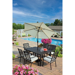 Outdoor Expressions Laguna Hills 7-Piece Dining Set with Steel Frame and Removable Cushions