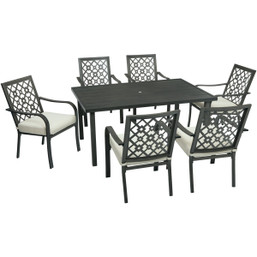 Outdoor Expressions Laguna Hills 7-Piece Dining Set with Steel Frame and Removable Cushions