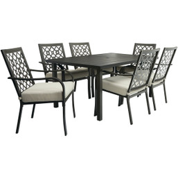 Outdoor Expressions Laguna Hills 7-Piece Dining Set with Steel Frame and Removable Cushions