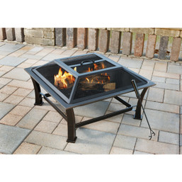 Outdoor Expressions 30 Inch Antique Bronze Square Steel Fire Pit