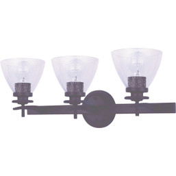 Home Impressions 3-Bulb Oil Rubbed Bronze Vanity Bath Light Fixture with Seeded Glass