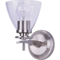 Home Impressions 1-Bulb Brushed Nickel Vanity Bath Light Fixture with Clear Glass