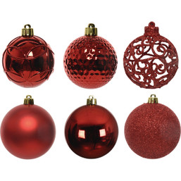 Decoris 2.4-Inch Shatterproof Christmas Red Bauble Ornament (37-Pack)