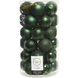 Decoris 2.4 Inch Shatterproof Pine Green Bauble Christmas Ornament (37-Pack)