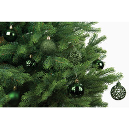 Decoris 2.4 Inch Shatterproof Pine Green Bauble Christmas Ornament (37-Pack)