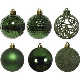 Decoris 2.4 Inch Shatterproof Pine Green Bauble Christmas Ornament (37-Pack)