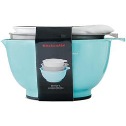 KitchenAid Plastic Mixing Bowls Set (3 Pieces) with Nonslip Bases and Spouts