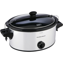 Hamilton Beach Stay or Go 6 Quart Stainless Steel Slow Cooker with Sealed Lid and Removable Stoneware