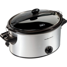 Hamilton Beach Stay or Go 6 Quart Stainless Steel Slow Cooker with Sealed Lid and Removable Stoneware
