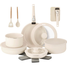 Gotham Steel Detachable Handle 18-Piece Cookware Set with Ceramic Nonstick Coating