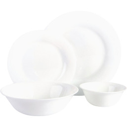 Gibson Home Ultra White Shadow Opal Glass Dinnerware Set (36-Piece)