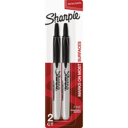 Sharpie Black Fine Point Retractable Permanent Markers (2-Pack) by Sharpie * Bold, Precise, and Quick-Drying Ink
