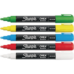Sharpie Assorted Color Medium Tip Chalk Markers (5-Pack) * Bright & Washable for Boards, Glass, and More
