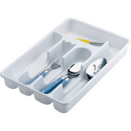 Rubbermaid 9 in. x 13.4 in. White Cutlery Tray for Kitchen Organization