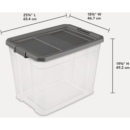 Sterilite 108 Qt./102L Flat Gray Stacker Storage Tote - Durable Plastic Storage Container