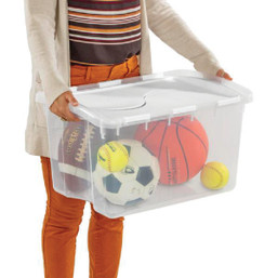 Sterilite 48 Qt. Clear Hinged Lid Storage Tote for Household Organization