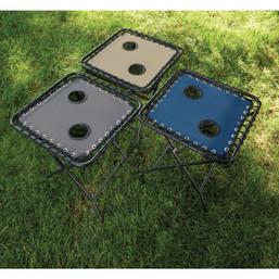 Outdoor Expressions Charcoal 18-Inch Square Steel Folding Side Table