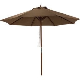 Outdoor Expressions 9 ft. Pulley Brown Market Patio Umbrella with Chrome Plated Hardware