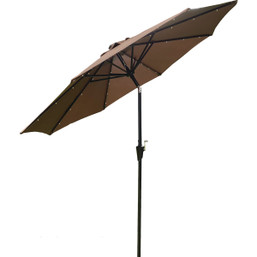 Outdoor Expressions 9 ft. Aluminum Tilt and Crank Patio Umbrella with Solar LED Lights