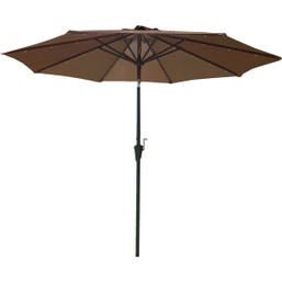 Outdoor Expressions 9 ft. Aluminum Tilt and Crank Patio Umbrella with Solar LED Lights