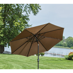 Outdoor Expressions 9 ft. Aluminum Tilt & Crank Patio Umbrella in Brown