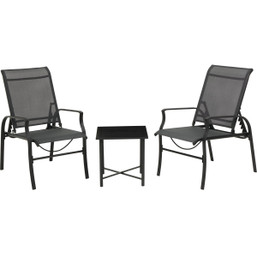 Outdoor Expressions Windsor 3-Piece Sling Chat Set with Steel Frame and Comfortable Chairs