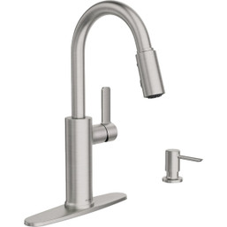 Moen Durani Pulldown Spot Resist Stainless Kitchen Faucet with Power Boost and Soap Dispenser