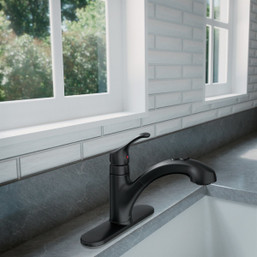 Moen Renzo 1-Handle Pull-Out Kitchen Faucet in Matte Black