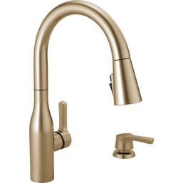 Delta Marca Champagne Bronze 1-Handle Pull-Down Kitchen Faucet with Soap Dispenser