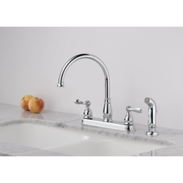 Delta Windemere 2-Handle Lever Kitchen Faucet with Side Spray, Chrome - 8-Inch Centers, High Arc Spout