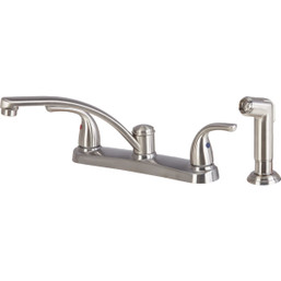 Home Impressions 2-Handle Metal Lever Kitchen Faucet with Side Spray - Brushed Nickel, Part Number 400659