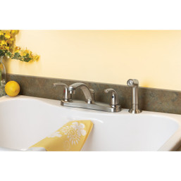 Home Impressions 2-Handle Metal Lever Kitchen Faucet with Side Spray - Brushed Nickel, Part Number 400659