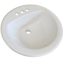 CMI Compass Manufacturing Canton Oak Lawn 19-1/2 Inch Round Drop-In Bathroom Sink, White