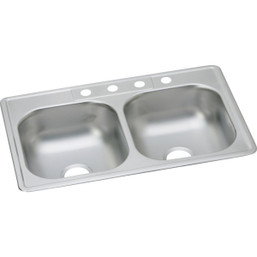 Elkay Dayton 33 Inch x 22 Inch Stainless Steel Double Bowl Drop-In Kitchen Sink (Part Number: 485885)