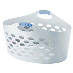 Rubbermaid Flex 'N Carry White Laundry Basket - 1.4 Bushel Capacity with Comfortable Handles