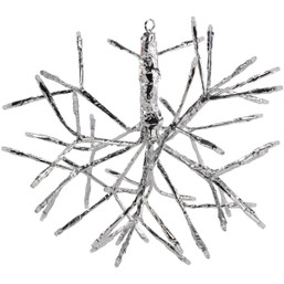 Alpine 10 Inch LED 48-Bulb Cool White Hanging Twig Snowflake Ornament Light Decoration