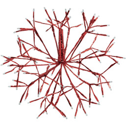 Alpine 16 Inch LED 96-Bulb Red Hanging Twig Snowflake Ornament Light Decoration