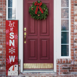 Alpine Let It Snow Porch Greeter Sign with Easel - 42 Inches Tall Holiday Decor
