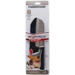 Lifetime Brands Farberware 5-Inch Black Santoku Knife with Edgekeeper Sheath