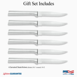 Rada Cutlery 6-Piece Serrated Steak Knife Set - High-Carbon Stainless Steel with Finger Guard