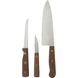 Chicago Cutlery Walnut Tradition 3-Piece Kitchen Knife Set - High-Carbon Stainless Steel Blades