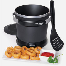 Presto FryDaddy 1 Qt. Black Aluminum Deep Fryer * Compact Family-Size Electric Fryer with Nonstick Surface and Snap-On Lid