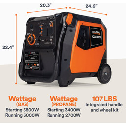 Generac iQ3800 3800W Dual Fuel Portable Inverter Generator