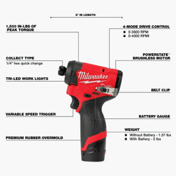 Milwaukee M12 FUEL 2-Tool Brushless Cordless Subcompact Hammer Drill & Impact Driver Combo Kit with (2) Batteries & Charger