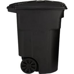 Toter 96 Gal. Black Outdoor Trash Can With Attached Lid and Wheels